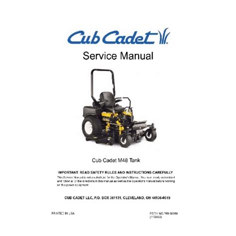 Cub Cadet Commercial M60 Tank Manual