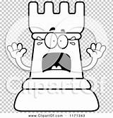 Rook Screaming Chess Mascot Outlined Thoman sketch template
