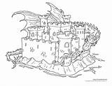 Dragon Coloring Pages Castle Drawing Geology Medieval Adults Neuschwanstein Colouring Color Printable Adult Getdrawings Getcolorings Drawn Dragons Castles Kids Using sketch template