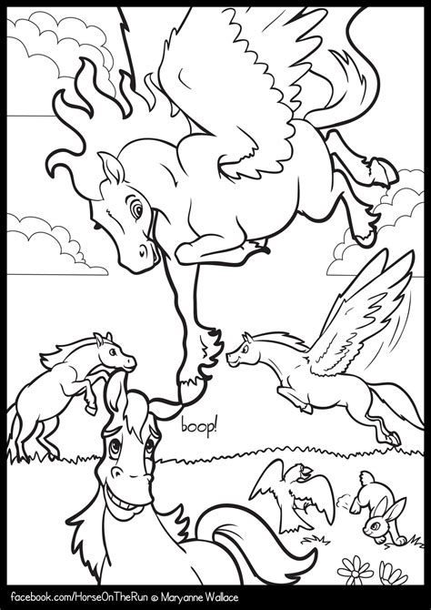 playful pegasus colouring page horse   run comics