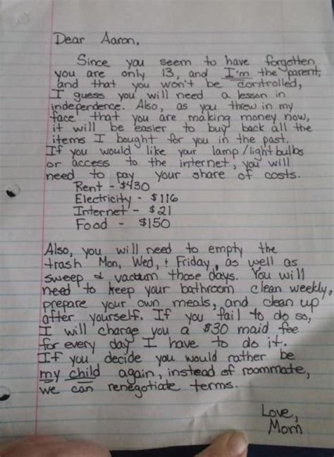 this mum s ‘tough love letter to her disrespectful 13 year old is