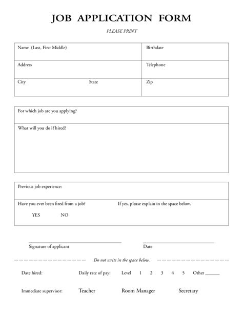 basic employment application template   sample  format template