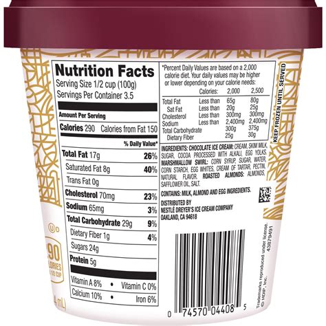 chocolate ice cream nutrition label