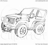 Jeep Cartoon Wrangler Clipart Rocks Outline Suv Illustration Royalty Djart Lineart Vector Regarding Notes sketch template