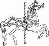 Horse Coloring Pages Carousel Printable Print Book Carosel Kids Animals Color Clipart Dentzel Stencils Line Merry Round Go Clip Gif sketch template
