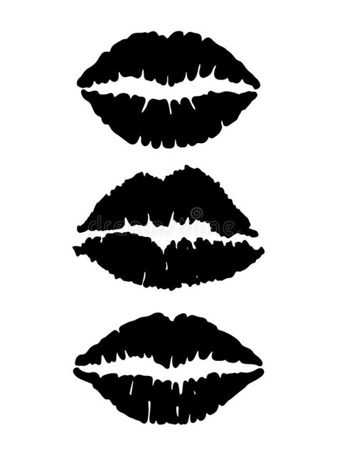 set of black lips shapes on white stock vector illustration of