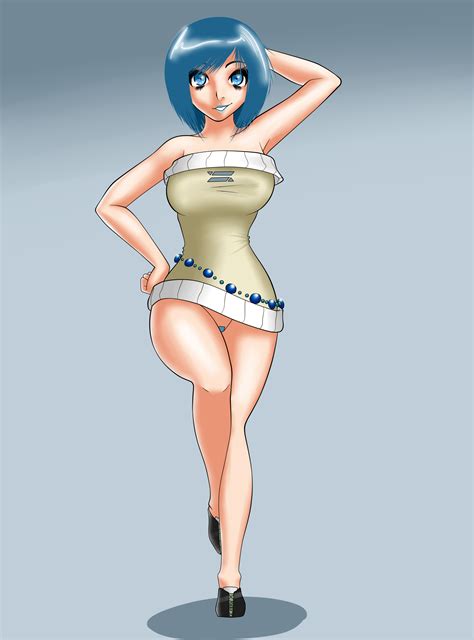 rule 34 big breasts blue eyes blue hair bottomless breasts clothed female io syntheticpotato