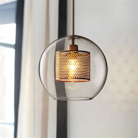 Modern Style 1 Light Globe Glass Pendant Light For Bar Kitchen Or