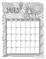 Calendar Coloring July Printable Pages Kids Calender Woojr Blank Monthly Jul Print Printables sketch template