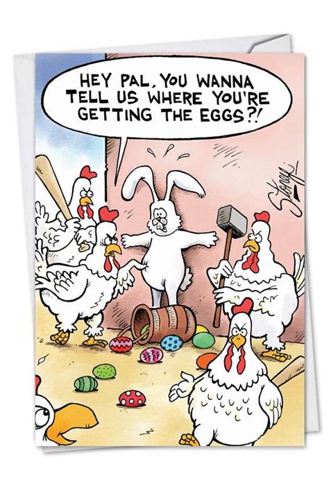 Getting The Eggs Easter Funny Greeting Card