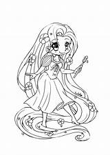 Coloring Rapunzel Pages Tangled Cute Princess Chibi Disney Printcolorcraft Flynn Rider sketch template