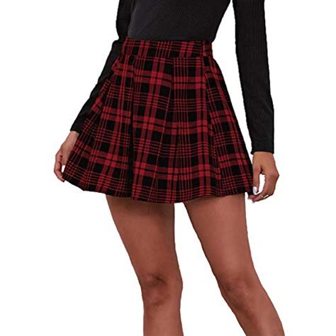 buy womens stitched plaid mini skirt high waist slim pleated skirt teen