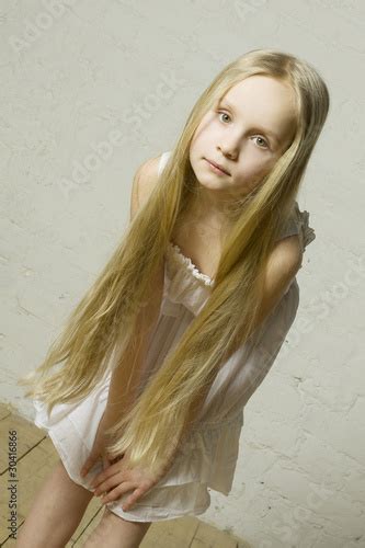 Teen Girl Fashion Model With Long Blond Hair Natural Beauty Stock