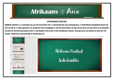 afrikaans huistaal graad  powerpoint kenmerke van  instruksieteks teacha
