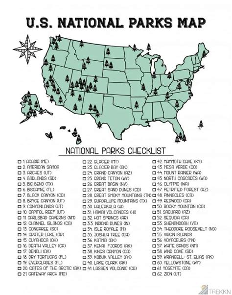 national parks map    parks printable  national