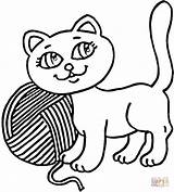 Coloring Yarn Kitty Pages Cat Supercoloring Printable Smart Playful Cats sketch template