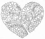Coloring Heart Flowers Pages Hearts Popular sketch template
