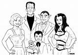 Munsters Familia Monstro Addams Bw Família Maze Imgarcade sketch template