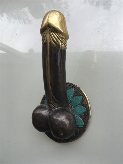 2 Large Penis 23 Cm Door Pull Or Hook Hand Made100 Brass