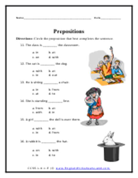frequently  preposition worksheets