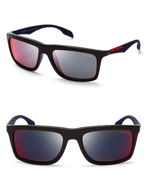 Prada Linea Rossa Mirrored Rectangle Sunglasses For Men Lyst