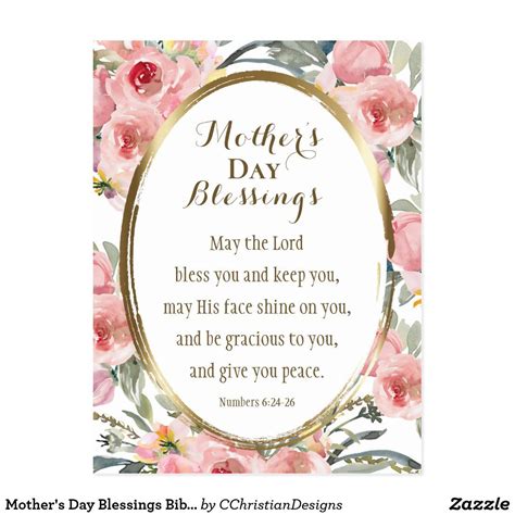 mothers day blessings bible verse elegant floral postcard zazzlecom