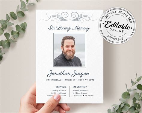 printable funeral announcement cards printable blank world