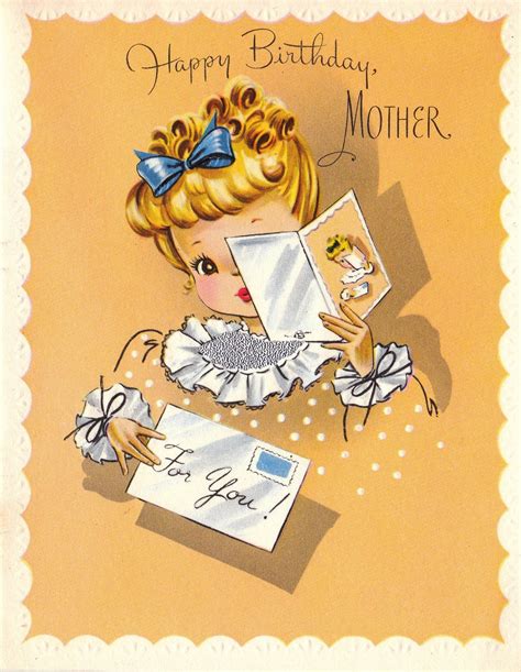 Vintage 1950s Unused Happy Birthday Mother Greetings Card B4