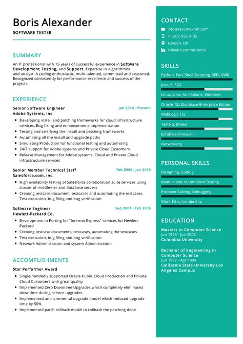 software tester resume sample   resumekraft