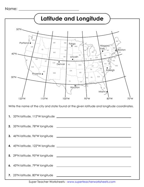 latitude  longitude worksheet answers