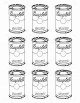 Soup Warhol Coloring Pages Template Andy Campbell Cans Colouring Colorear Para Sopas Kids sketch template