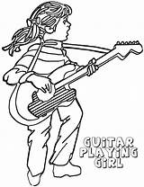 Menina Guitarra Tocando sketch template