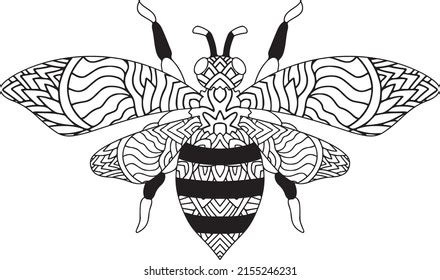 bee mandala coloring page adults stock vector royalty
