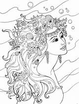 Coloring Adult Pages Mermaids Mermaid Fish Colouring Book Sea Haven Creative Under Dover Publications Underwater sketch template