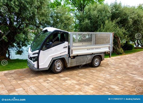small electric truck lorry  services  delivery stock image