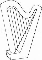 Harp Harps String Arpa Dragoart Musicales Instrumentos Beanstalk Jack sketch template