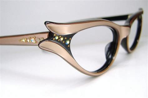 Vintage 50s Dusty Rose Satiny Pink France Rhinestone Cat Eye Eyeglasses