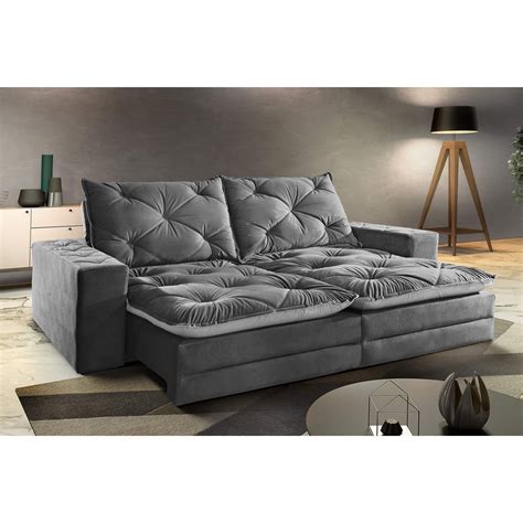 sofa retratil  reclinavel  lugares espresso moveis cinza design madeiramadeira