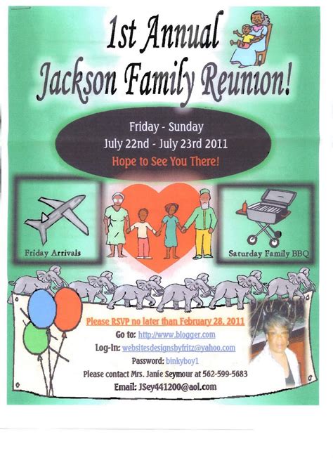 jackson cousins family reunion flyer  st annual jackson family reunion