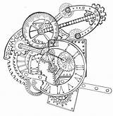 Clock Zentangle Gears Punk Disegni Sketch Sherry Ec0 Clockwork Tangle Idee sketch template