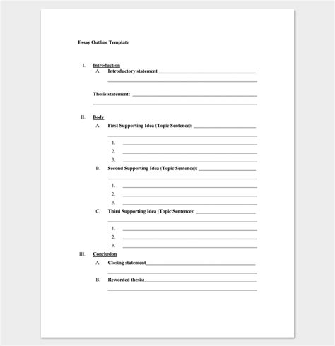 outline template word academic