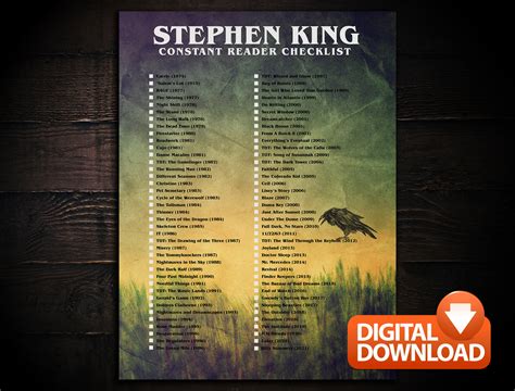 stephen king checklist printable printable word searches