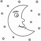 Coloring Moon Stars Pages Printable Popular Crescent sketch template