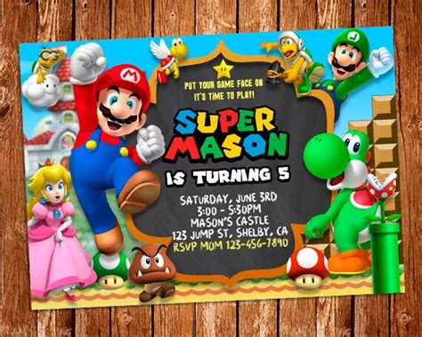 Super Mario Invitation Etsy