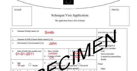 schengen visa information centre sample filled out