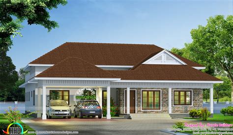 bedroom single floor bungalow kerala home design  floor plans  house designs