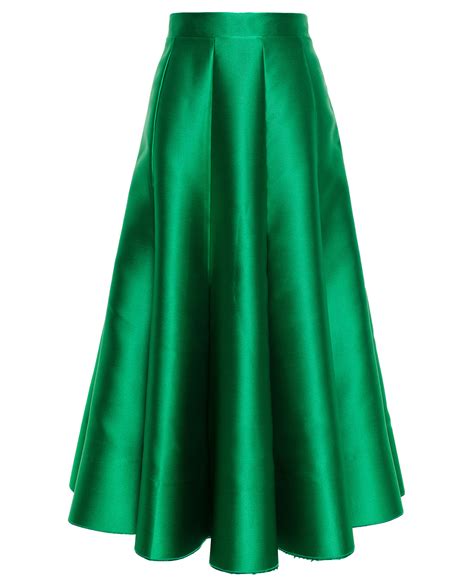 Lyst Natasha Zinko Satin Midi Skirt In Green