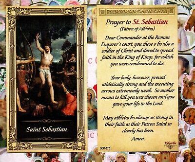saint sebastian  prayer  st sebastian paperstock holy card ebay