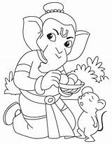 Ganesha Ganesh Coloring Pages Kids Eating Lord Laddu Hindu Simple Color Gods Getcolorings Template sketch template