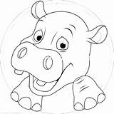 Hippo Coloring Pages Baby Face Hippopotamus Printable Getcolorings Color Getdrawings Drawing sketch template